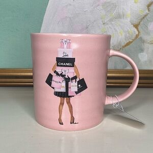 Pink Luxury High Fashion Shopping Bags Girly Coffee Tea Mug Large Nwt